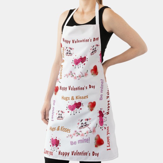 All Over Print Apron Couple Red Hearts Valentine's (Insitu)
