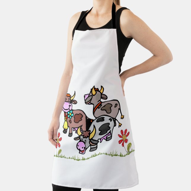 All Over Print Apron Cow Moo Floral (Insitu)