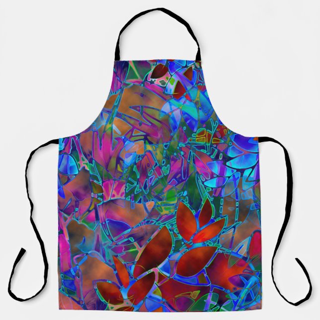 All-Over Print Apron Floral Abstract Stained Glass (Front)