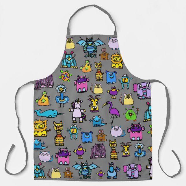 All-Over Print Apron - Grey (Adult Large) (Front)