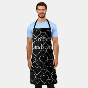 All Over Print Apron Keep it Handsome Black Hearts