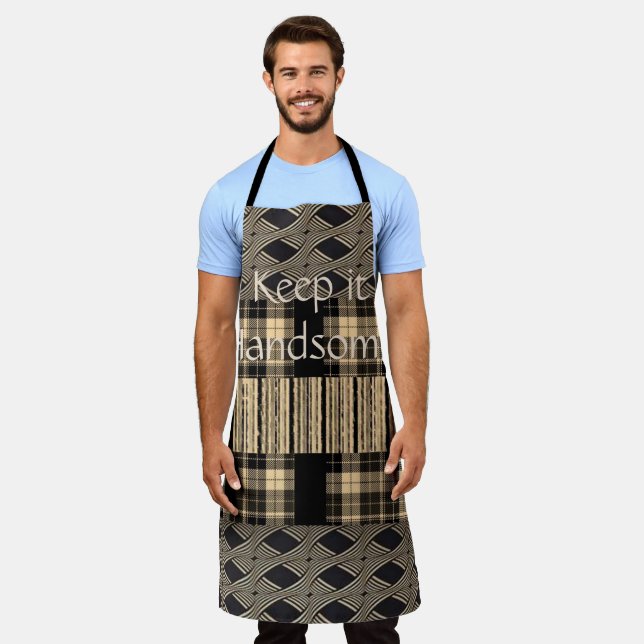 All Over Print Apron Keep it Handsome Brown Stripe (Worn)