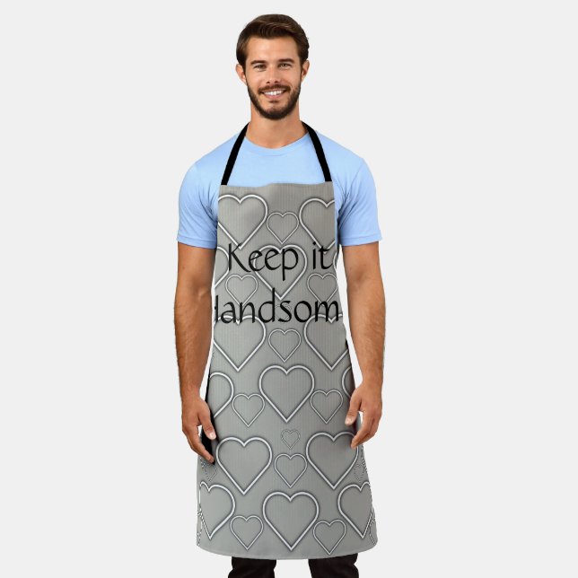 All Over Print Apron Keep it Handsome Grey Hearts (Worn)