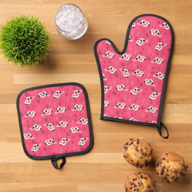 All-Over Print Apron Oven Mitt & Pot Holder Set (Top Down)