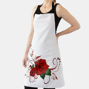 All Over Print Apron Red Rose Floral