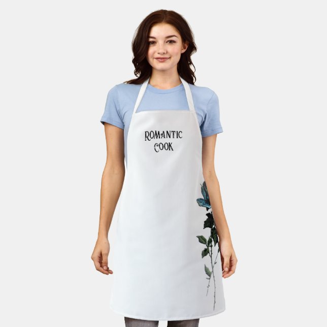 All-Over Print Apron Romantic Cook design (Worn)