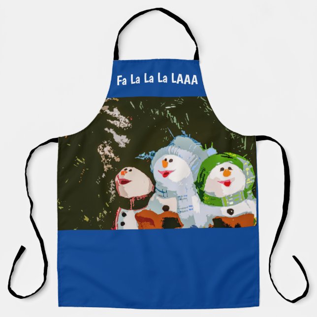 All-Over Print Apron Snowmen Singing...La La La! (Front)