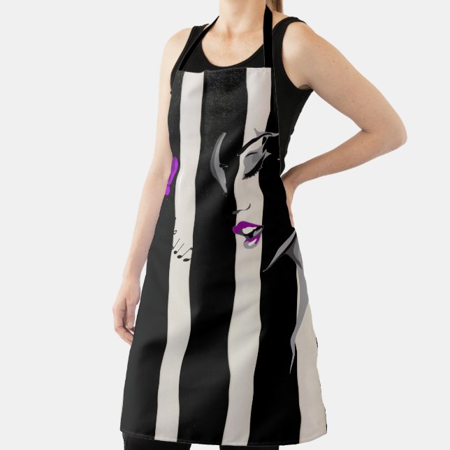 All Over Print Apron Stripe Black and White (Insitu)