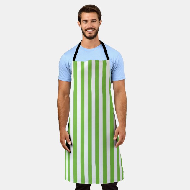 All Over Print Apron Stripe Green and White (Worn)