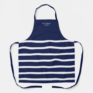 All-Over Print Apron striped navy blue