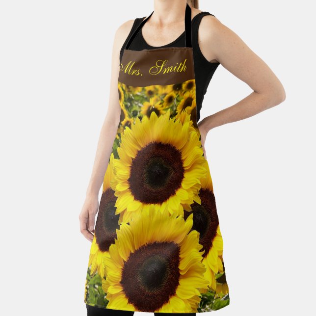 All Over Print Apron Sunflower (Insitu)