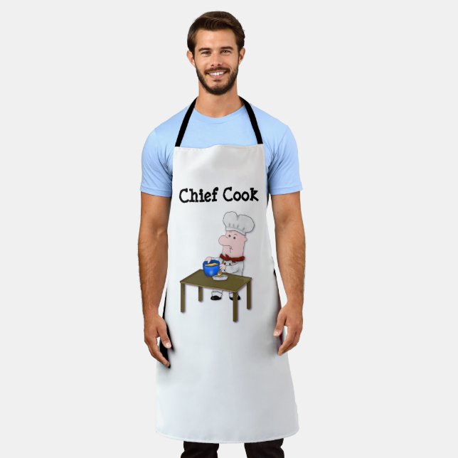 All-Over Print Apron with Cartoon Chef (Worn)