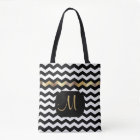 All Over Print Gold, White & Black Chevron Design