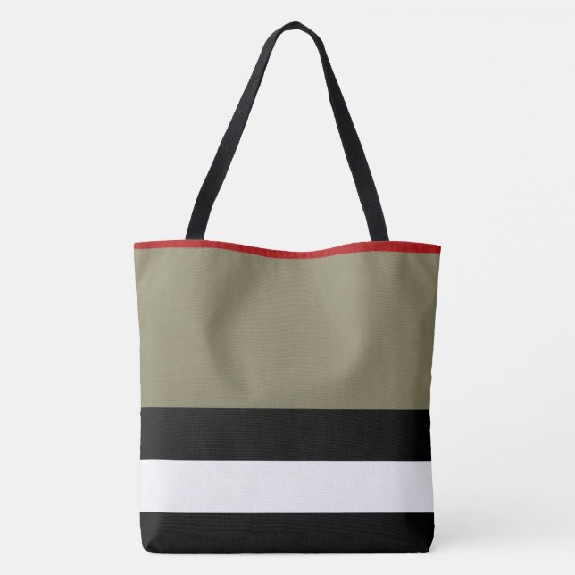 All Over Print Large Tote - Black Red Stripe (Back)