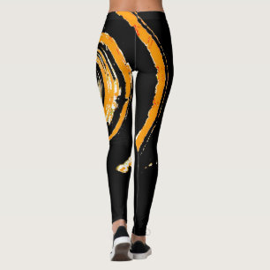 All Over Print Leggings with Orange Yellow Twirl
