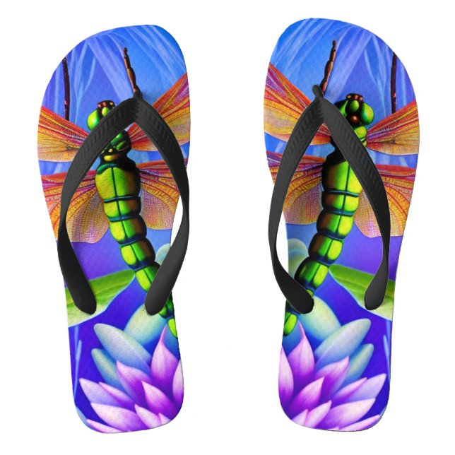 All-Over-Print Magical Solo Dragonfly Art  Thongs (Footbed)