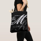All-over-print Monogram Black Tote Bag