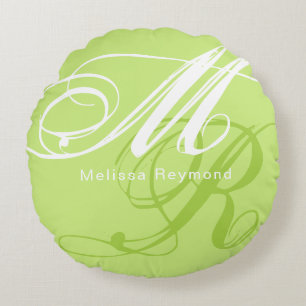 all-over-print Monogram Sharp Green Colour Round Cushion