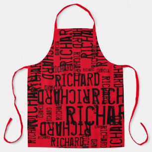 All-Over Print Red Apron with black names