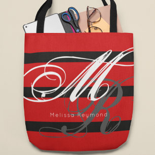 all-over-print tote bag with large red stripes
