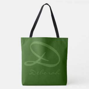 all-over-print two-tones green tote bag with name