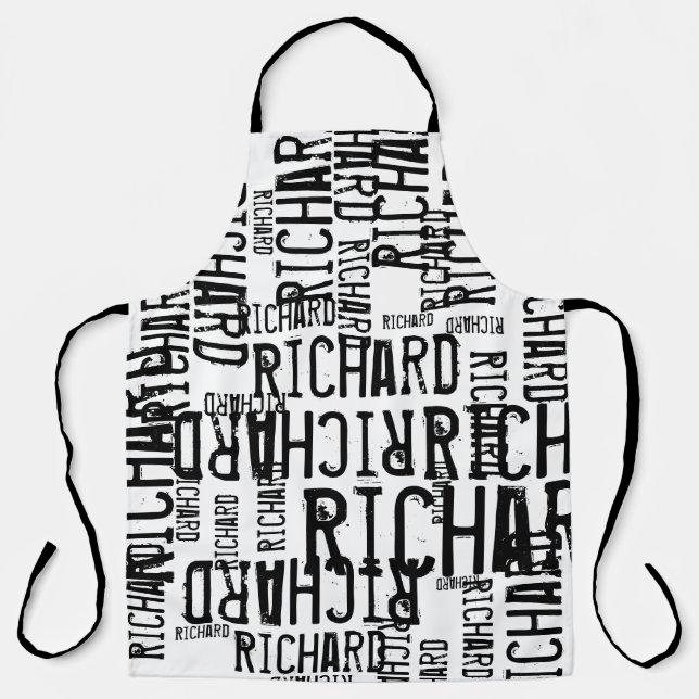All-Over Print White Apron with Black Names (Front)