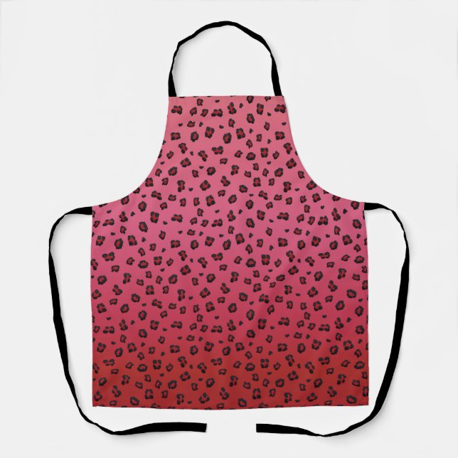 All-Over Red and Black Leppard Print Apron (Front)
