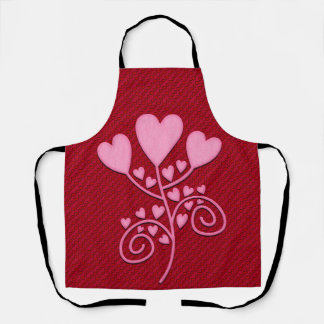 All-Over Red And Red Hearts Kitchen Apron