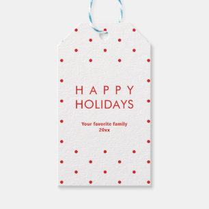 All over Red Dots Happy Holidays Gift Tags