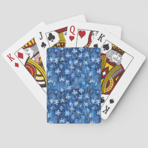 All Over Shades of Blue Floral Pattern  Playing Cards