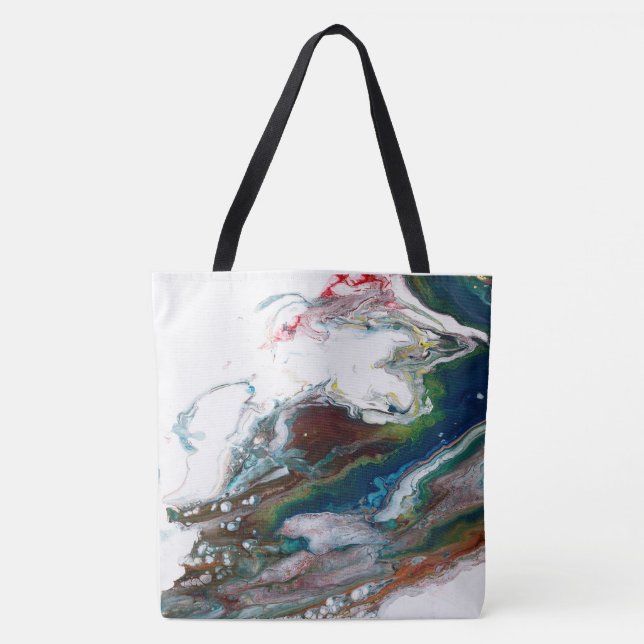 all over tote 18"l x 18"w; Strap: 28"l Bag (Front)