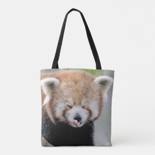All over tote bag. Photo red panda, panda roux. Bag