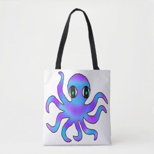 All-Over Tote - Blue Violet Octopus (white) Bag
