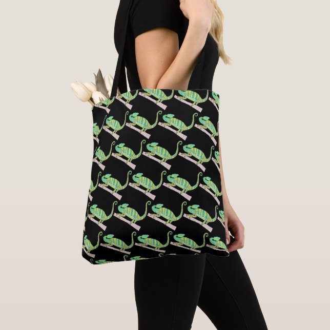 All-Over Tote - Green Chameleon (pattern black) Bag (Close Up)
