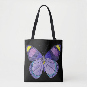 All-Over Tote - Purple Butterfly (black) Bag