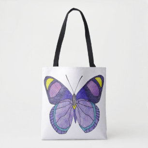 All-Over Tote - Purple Butterfly (white) Bag