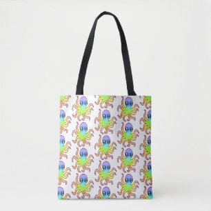 All-Over Tote - Rainbow Octopus (pattern white) Bag