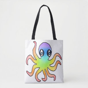 All-Over Tote - Rainbow Octopus (white) Bag