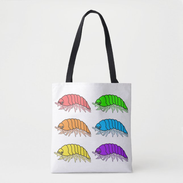 All-Over Tote - Rainbow Pill Bugs (white) Bag (Front)