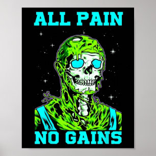 All Pain No Gains Fitness Weightlifting Bodybuildi Poster