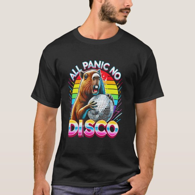 All Panic No Disco Capybara Funny Screaming Capyba T-Shirt (Front)