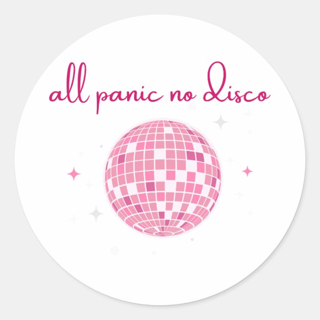All Panic No Disco Disco Ball Design | Funny  Classic Round Sticker (Front)