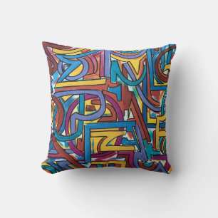 All Paths Go There-Hand Painted Abstract Art Cushion