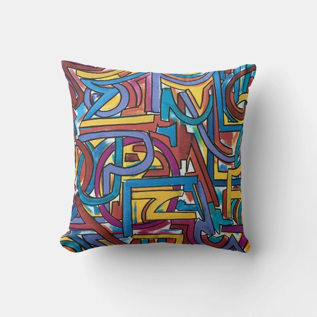 All Paths Go There-Hand Painted Abstract Art Cushion (Front)