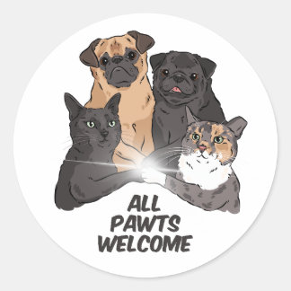 All Pawts Welcome Classic Round Stickers