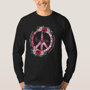 All People Imagine Living Life In Peace Floral Dai T-Shirt