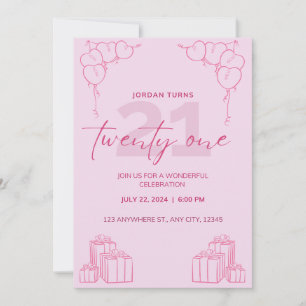 All Pink Birthday Invitation 