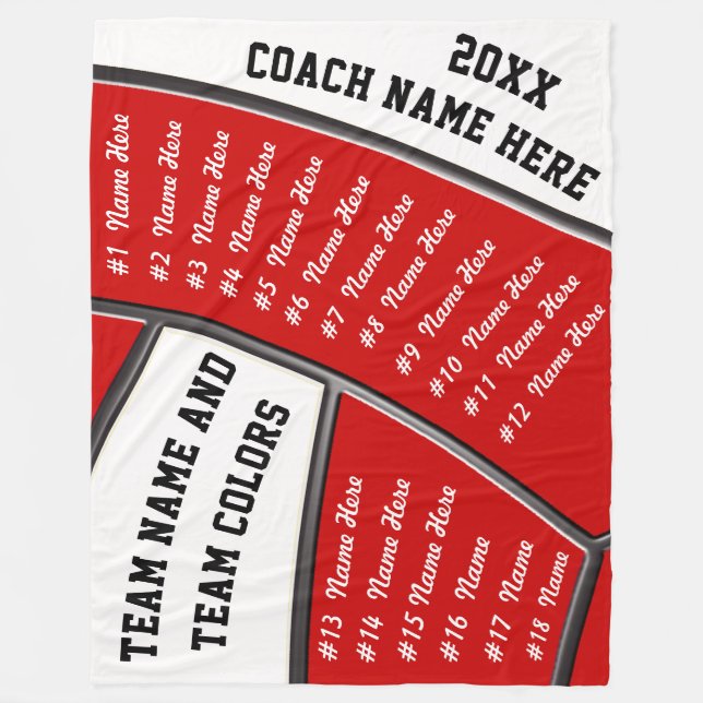 All Players Name, Your Text Volleyball Coach Gifts Fleece Blanket (Front)