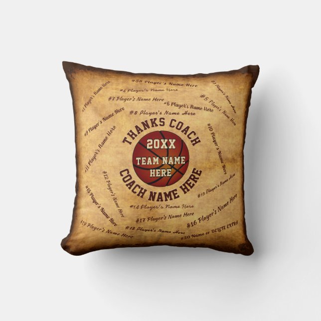 All Players Names Basketball Coach Thank You Gifts Cushion (Front)
