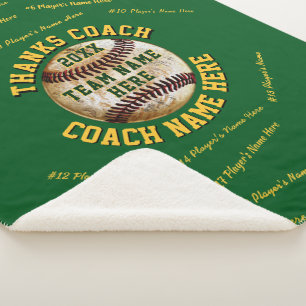 ALL Player's NAMES Best Baseball Coach Gifts Sherpa Blanket